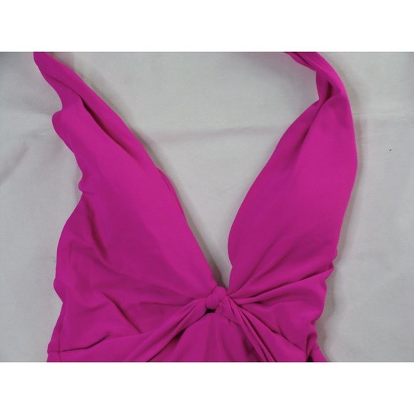 ROBIN PICONE Olivia Knot-Front One Piece Swimsuit Fuchsia Pink 4 NEW - Picture 5 of 7